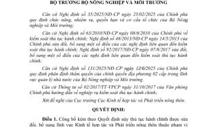 Công bố thủ tục hành chính được sửa đổi bổ sung lĩnh vực Kinh tế hợp tác và Phát triển nông thôn thuộc phạm vi chức năng quản lý của Bộ Nông nghiệp và Môi trường Công bố thủ tục hành chính được sửa đổi bổ sung lĩnh vực Kinh tế hợp tác và Phát triển nông thôn thuộc phạm vi chức năng quản lý của Bộ Nông nghiệp và Môi trường