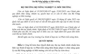 Về việc công bố chuẩn hóa thủ tục hành chính lĩnh vực Kinh tế hợp tác và Phát triển nông thôn thuộc phạm vi chức năng quản lý nhà nước của Bộ Nông nghiệp và Môi trường Về việc công bố chuẩn hóa thủ tục hành chính lĩnh vực Kinh tế hợp tác và Phát triển nông thôn thuộc phạm vi chức năng quản lý nhà nước của Bộ Nông nghiệp và Môi trường